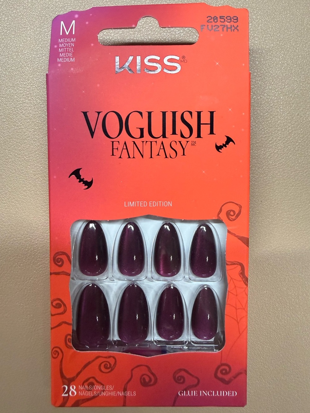 Kiss Voguish Fantasy Medium Press-On Nails - Deep Plum Gloss